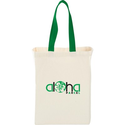 Cotton Canvas Grocery Bag w/Colored Handles